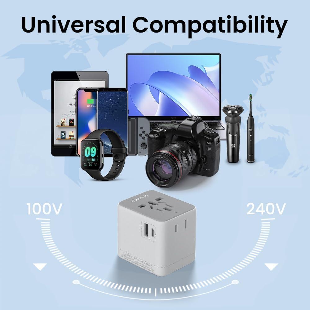 Adaptador de Viaje Universal GONEO GN-L10U15A 100-240V USB C/A