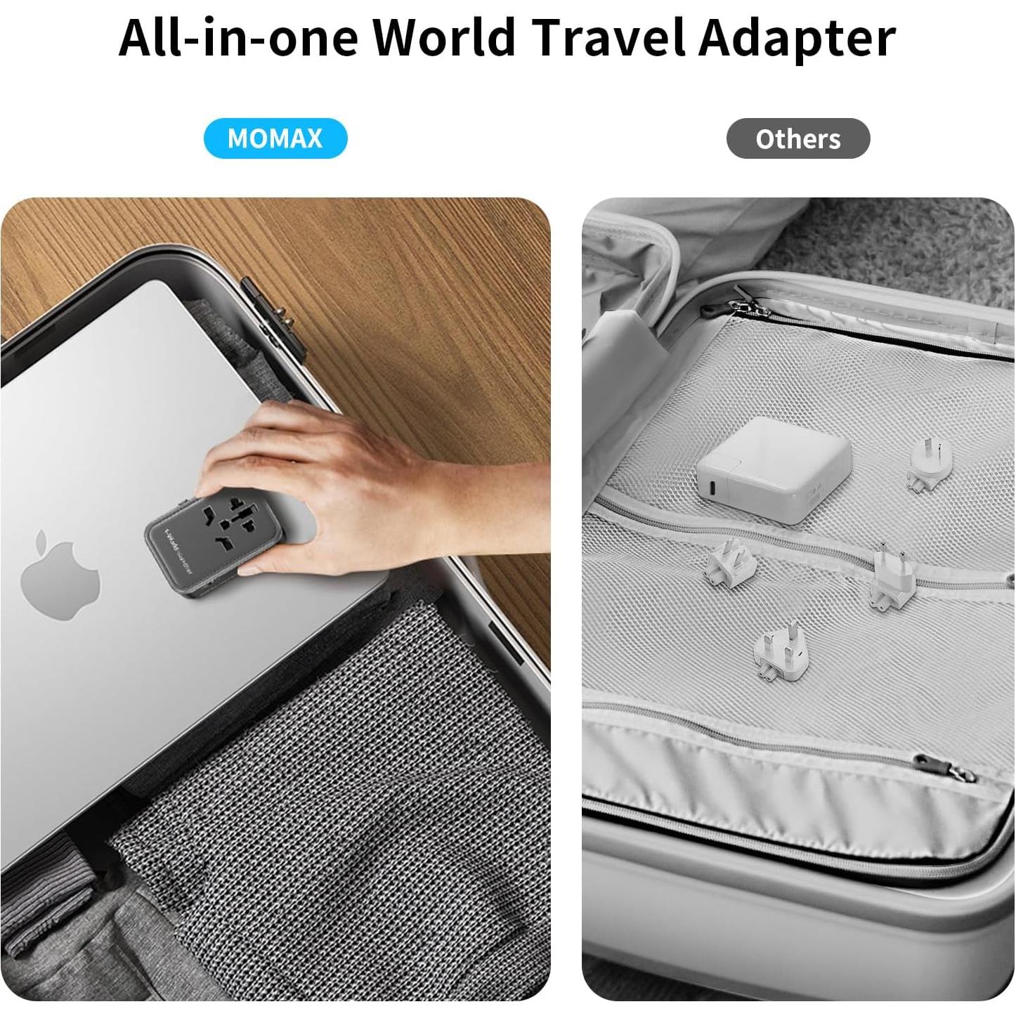 Adaptador de Viaje Universal MOMAX UA9 35W Carga Rápida 5 Puertos