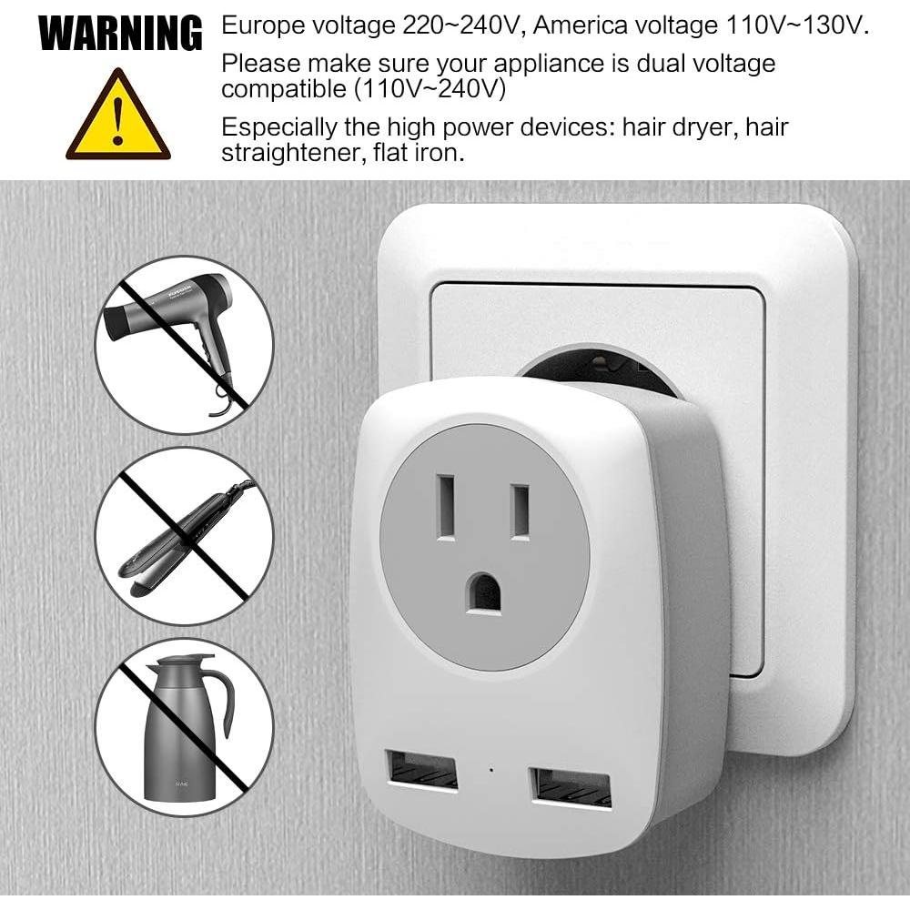 Adaptador de Enchufe de Viaje JARVANIA Tipo C y G 220V