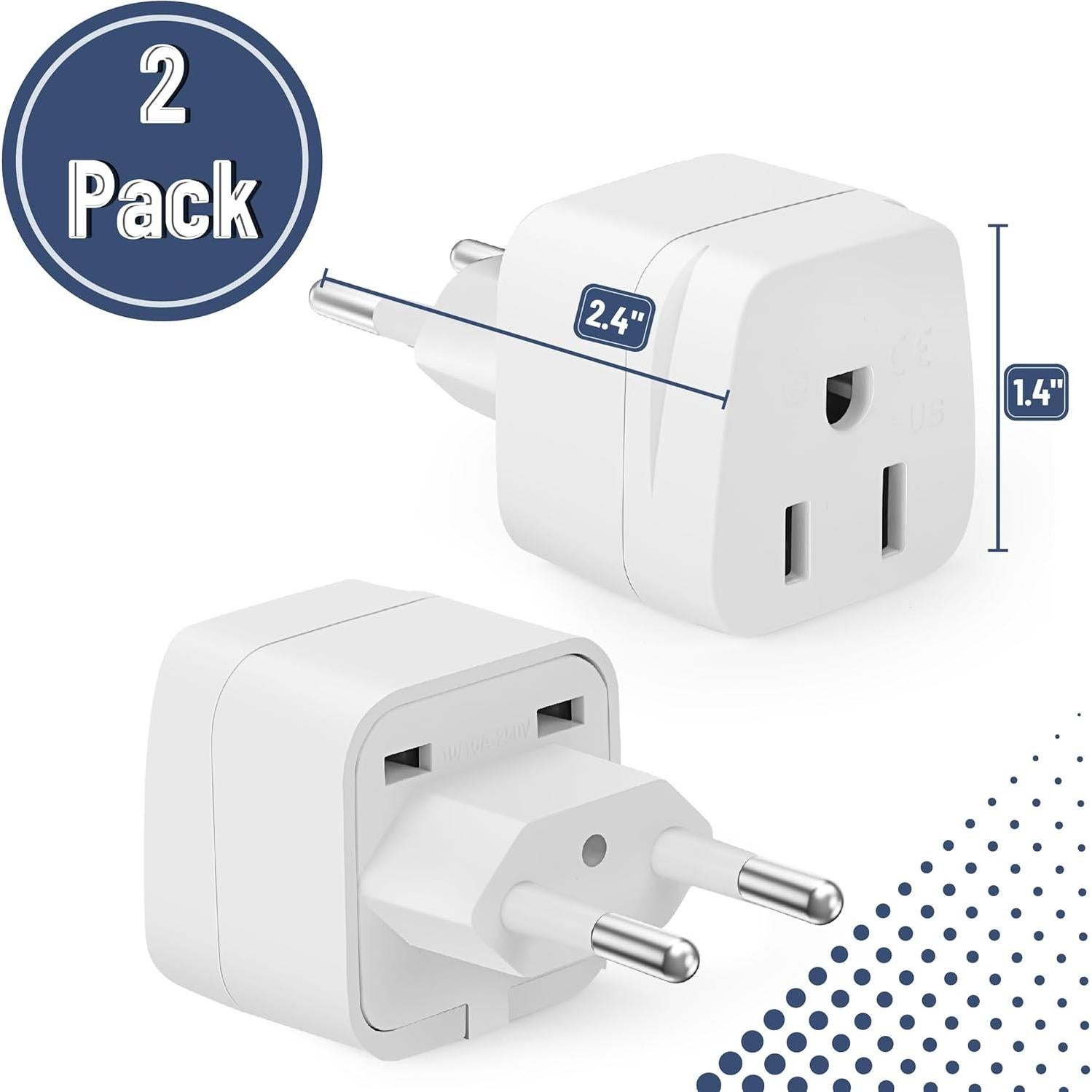 Adaptador de Enchufe de Viaje Bates Choice Tipo C - Paquete de 2