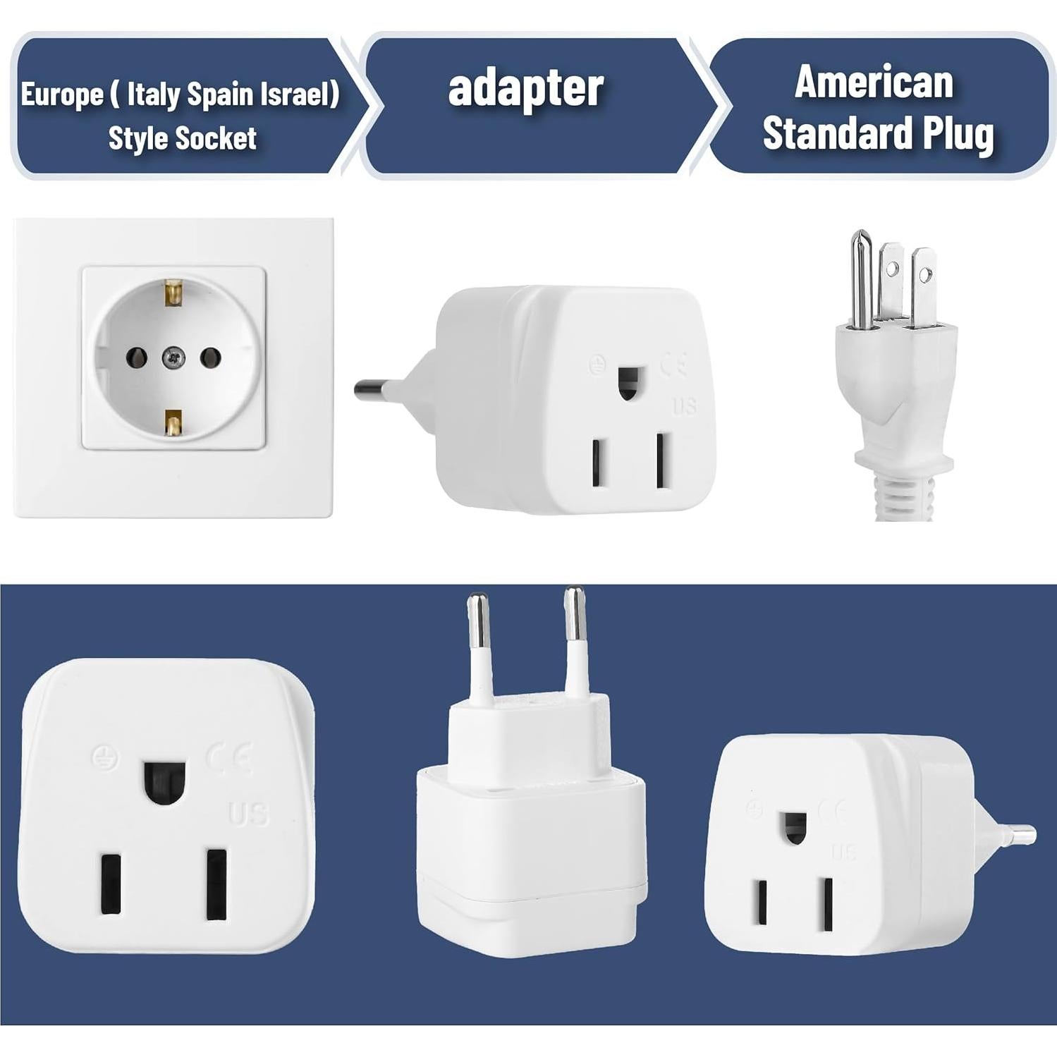 Adaptador de Enchufe de Viaje Bates Choice Tipo C - Paquete de 2