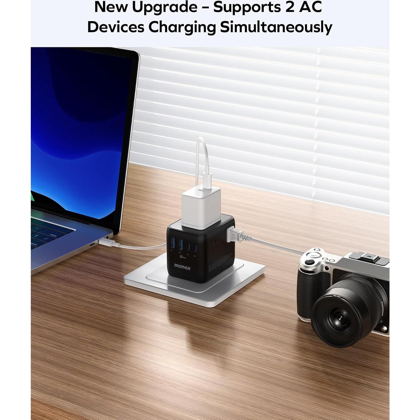 Adaptador de Viaje Universal MOMAX 70W con 7 Puertos USB