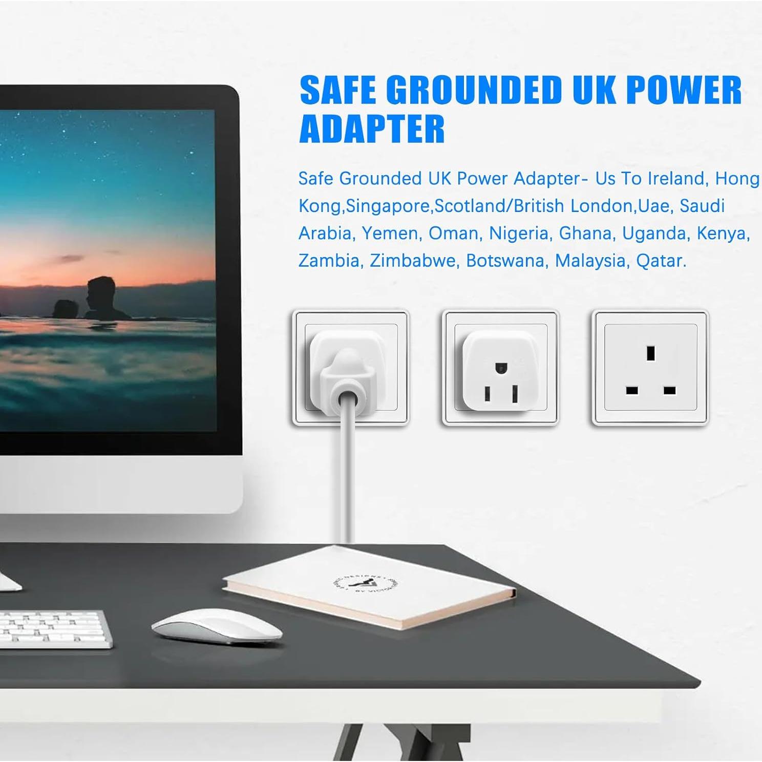 Adaptador de Enchufe Tipo G OFOAEEA 2 Pack EE. UU. a Reino Unido