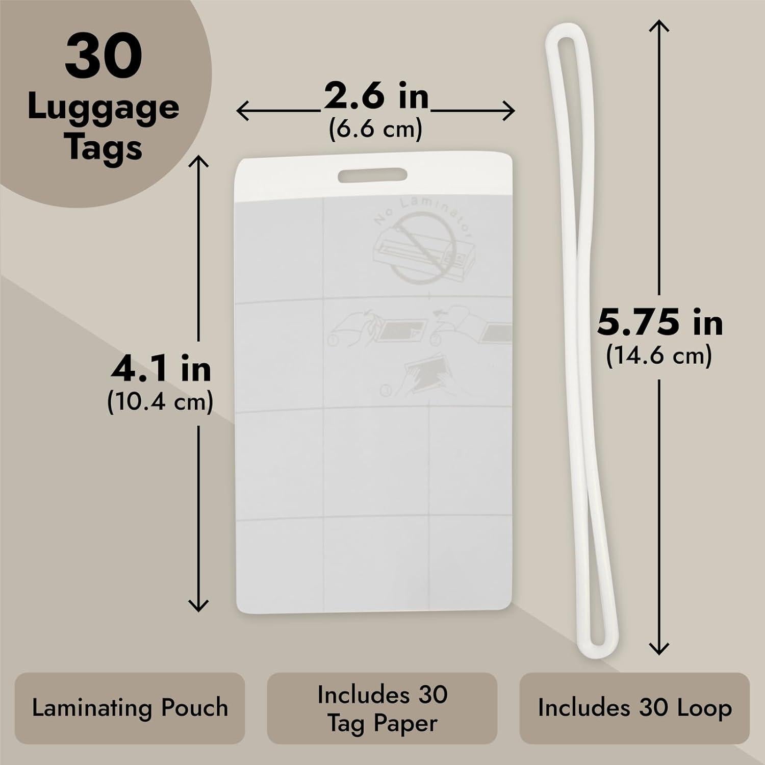 Etiquetas de Equipaje Autolaminadas Juvale 30-Pack 10.4x6.6 cm