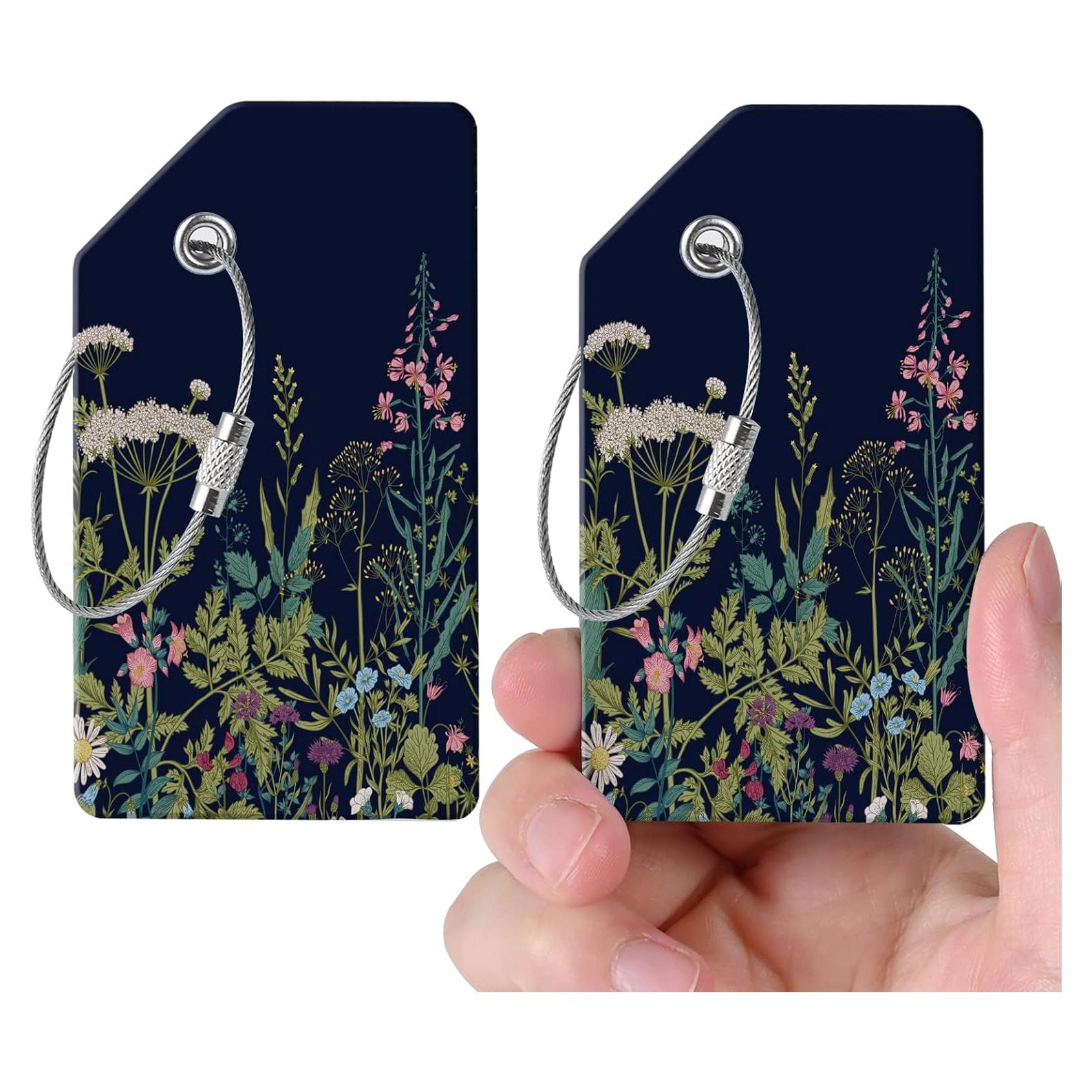 Etiquetas de Equipaje ZYAOTWQZ 2 Piezas Flor 8.89x5.08cm