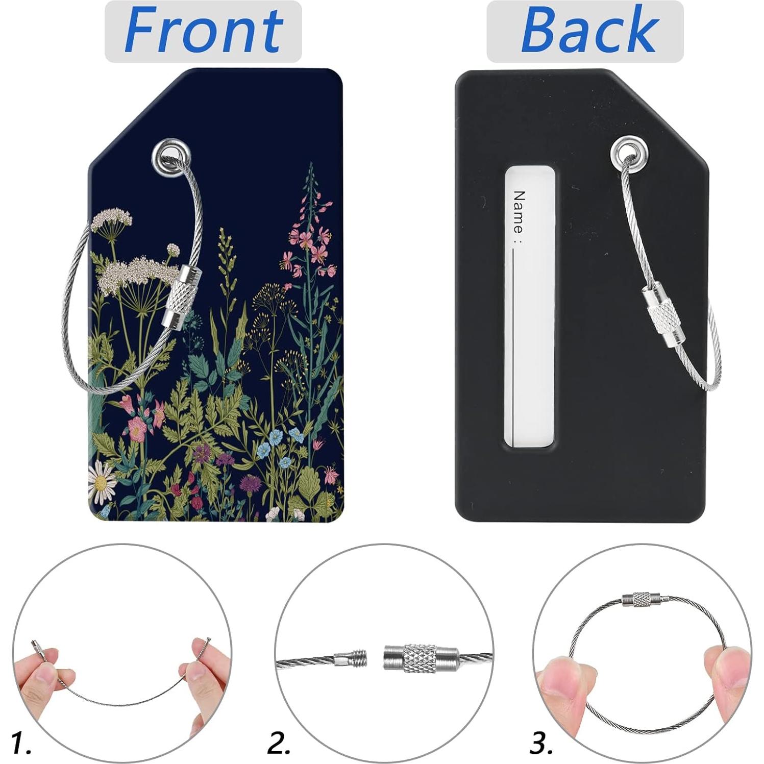 Etiquetas de Equipaje ZYAOTWQZ 2 Piezas Flor 8.89x5.08cm