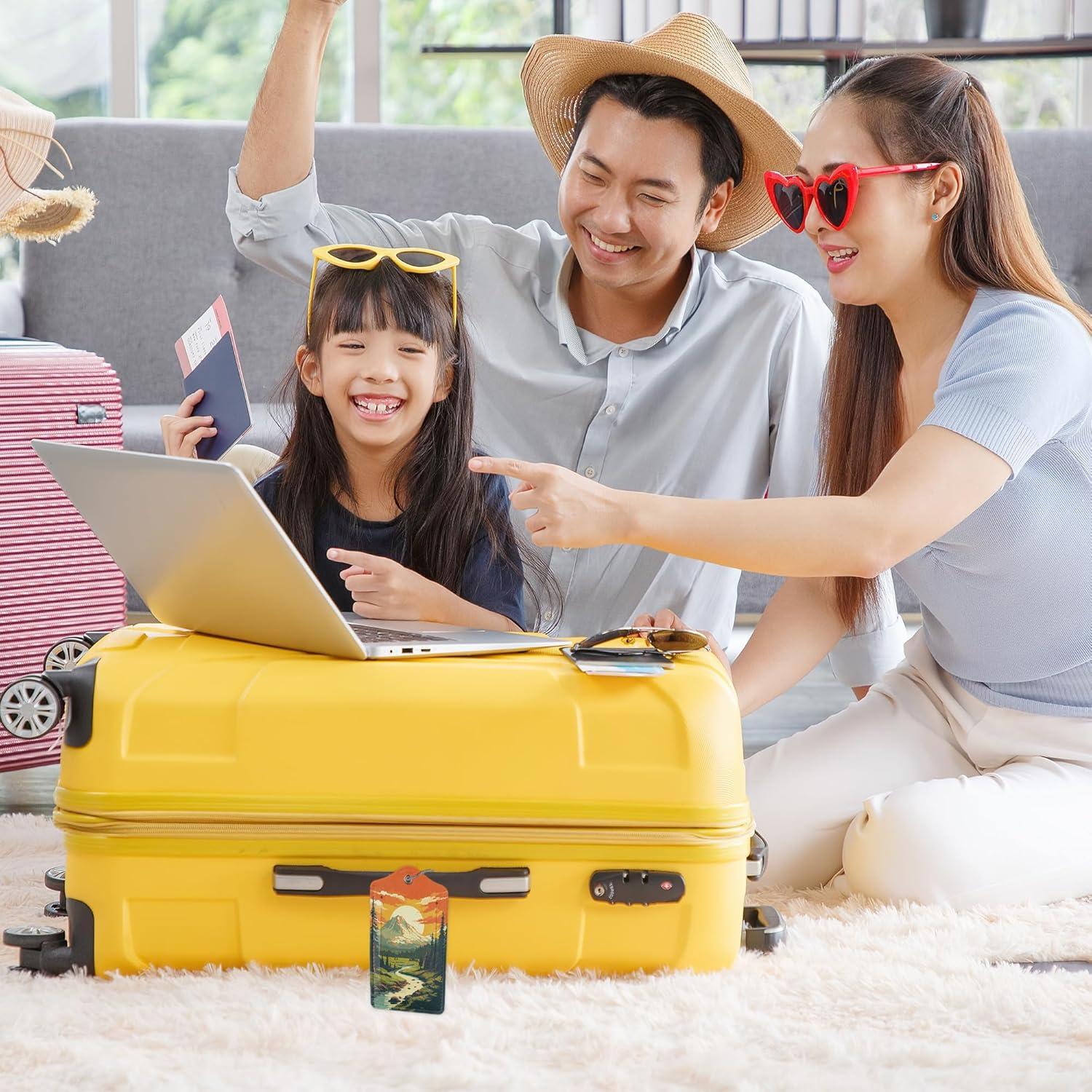 Etiquetas de Equipaje Vintage Mountain DEMACYA 2 Piezas Cuero