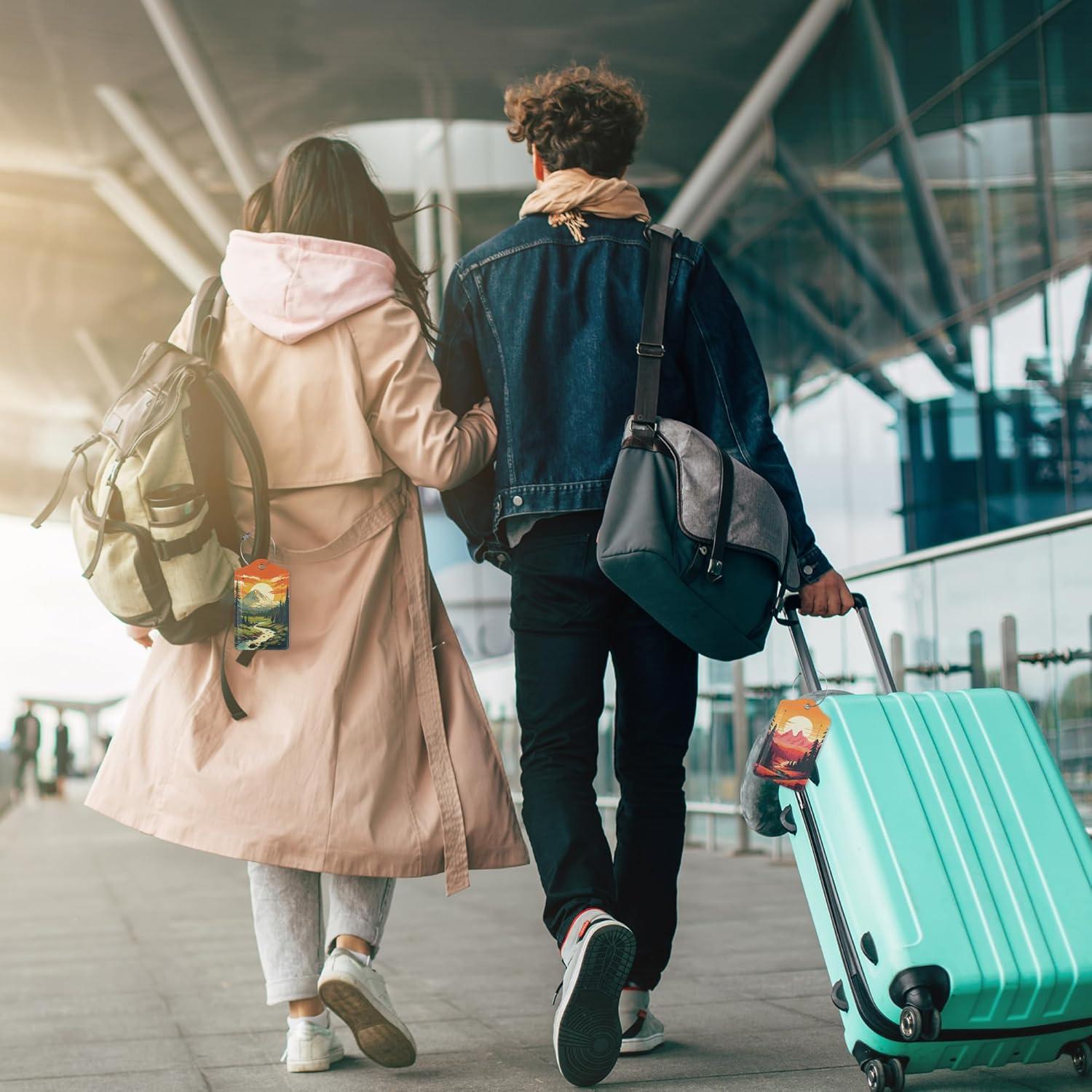 Etiquetas de Equipaje Vintage Mountain DEMACYA 2 Piezas Cuero