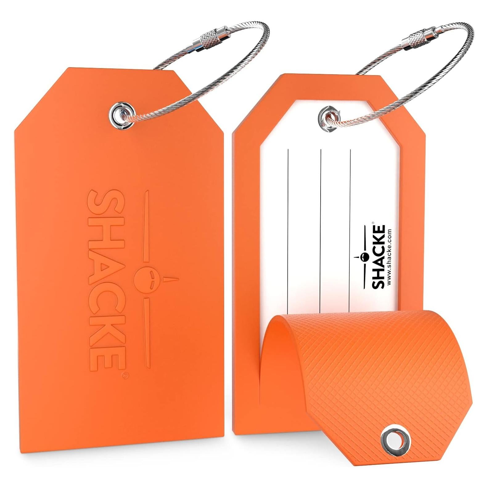 Etiquetas de Equipaje Shacke con Bucle de Acero (2pcs) Naranja