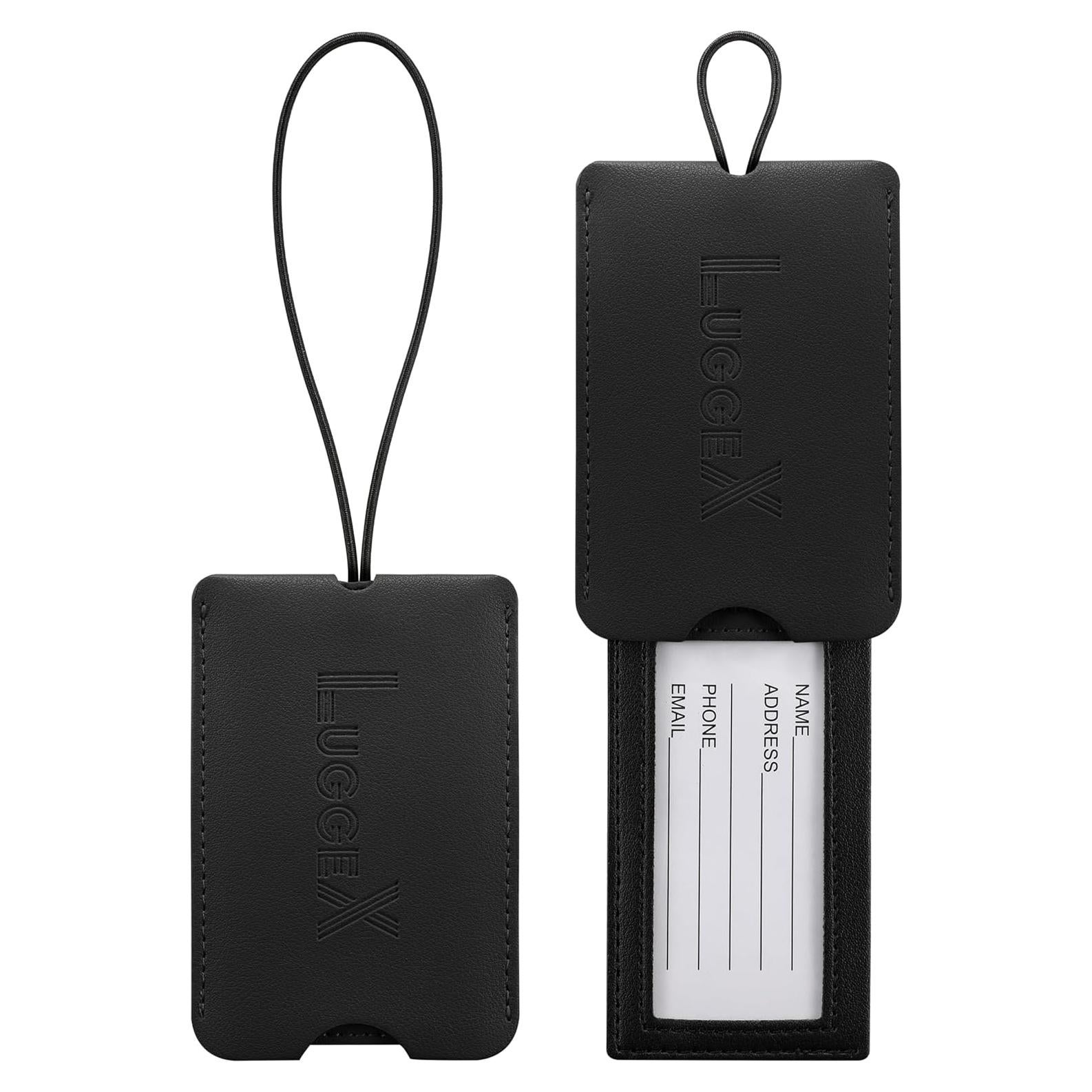 Etiquetas de Equipaje LUGGEX 2 Piezas Negro con Protección de Privacidad