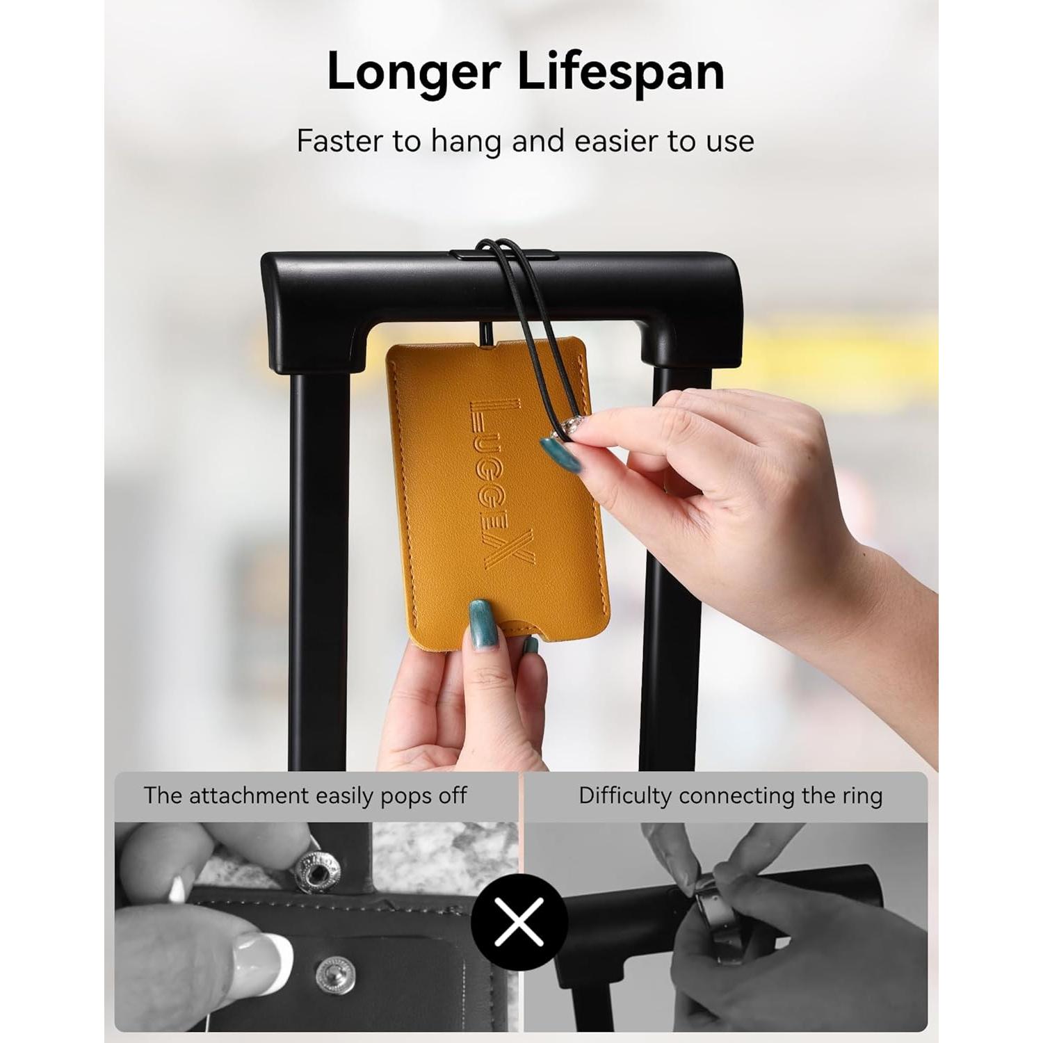 Etiquetas de Equipaje LUGGEX 2 Piezas Negro con Protección de Privacidad