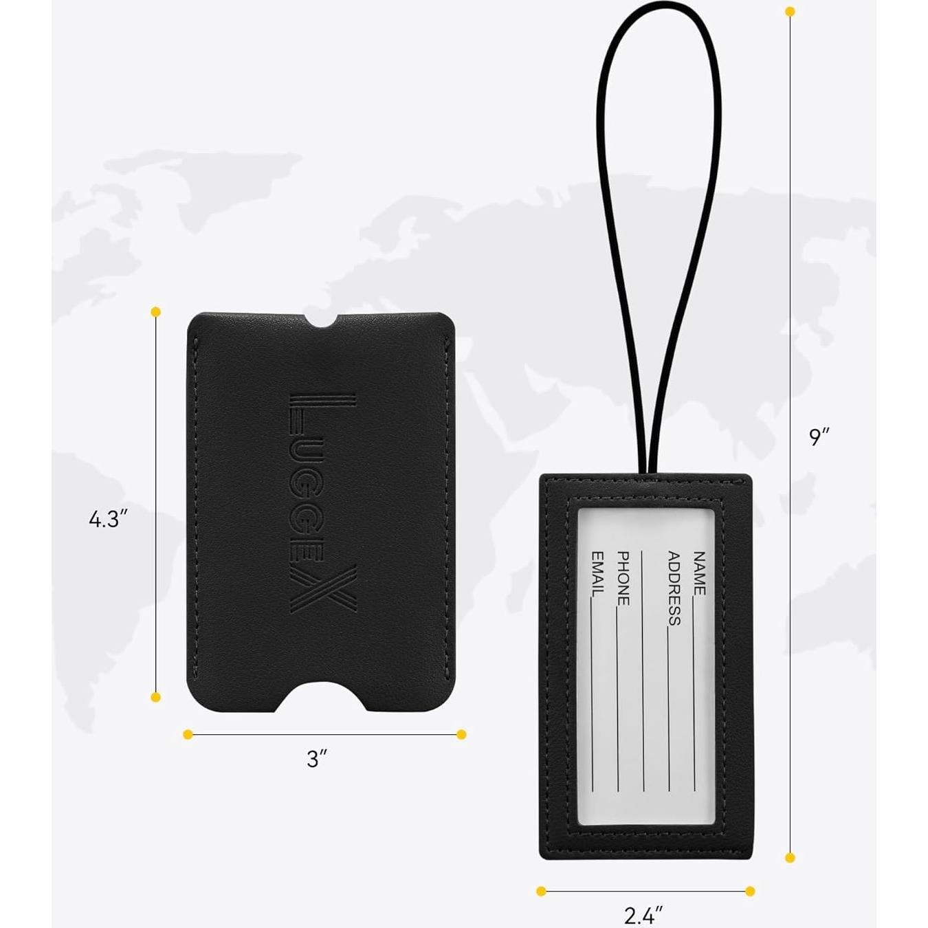 Etiquetas de Equipaje LUGGEX 2 Piezas Negro con Protección de Privacidad