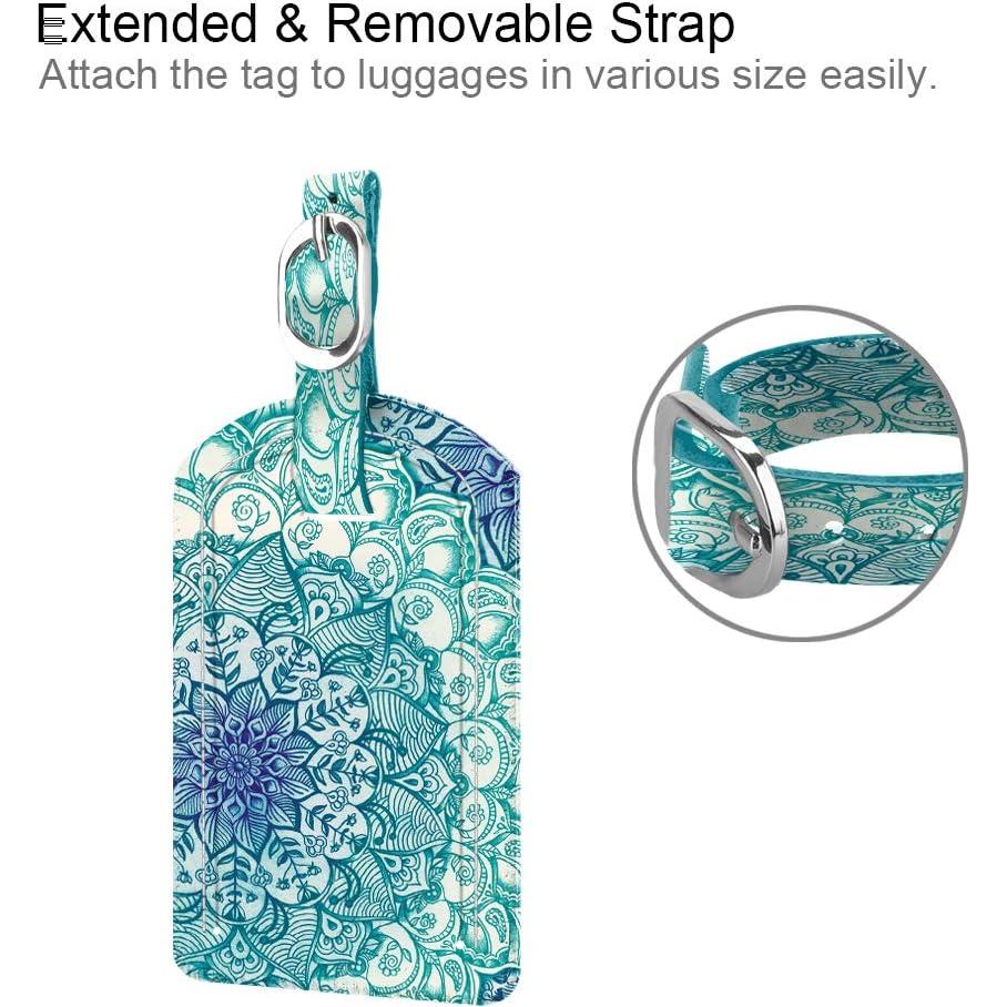 Etiquetas de Equipaje FINTIE 2 Pcs Cuero Sintético Ilusiones Esmeralda