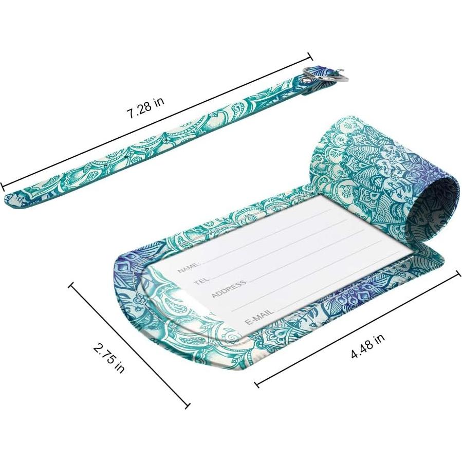 Etiquetas de Equipaje FINTIE 2 Pcs Cuero Sintético Ilusiones Esmeralda