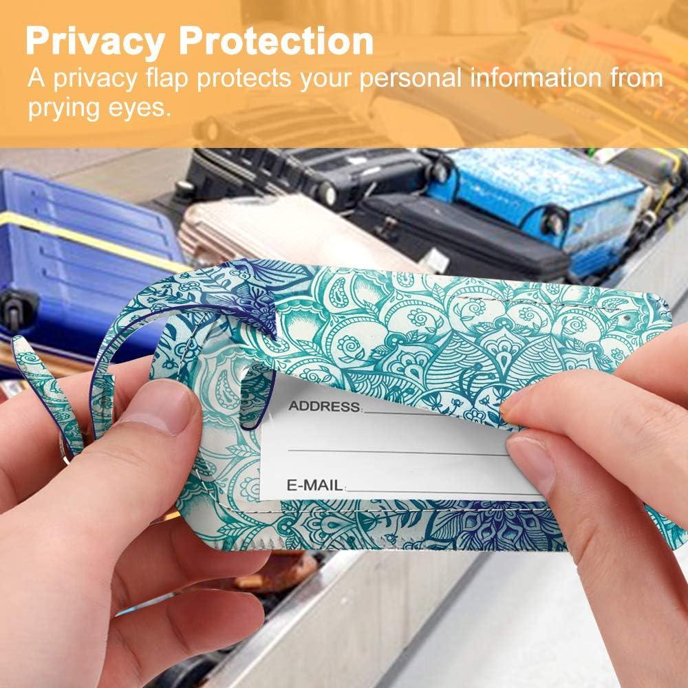 Etiquetas de Equipaje FINTIE 2 Pcs Cuero Sintético Ilusiones Esmeralda