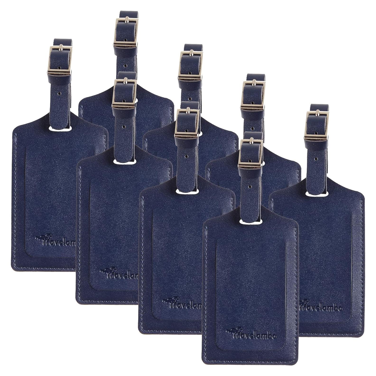 8 Etiquetas de Equipaje de Cuero Travelambo - Duraderas y Personalizables