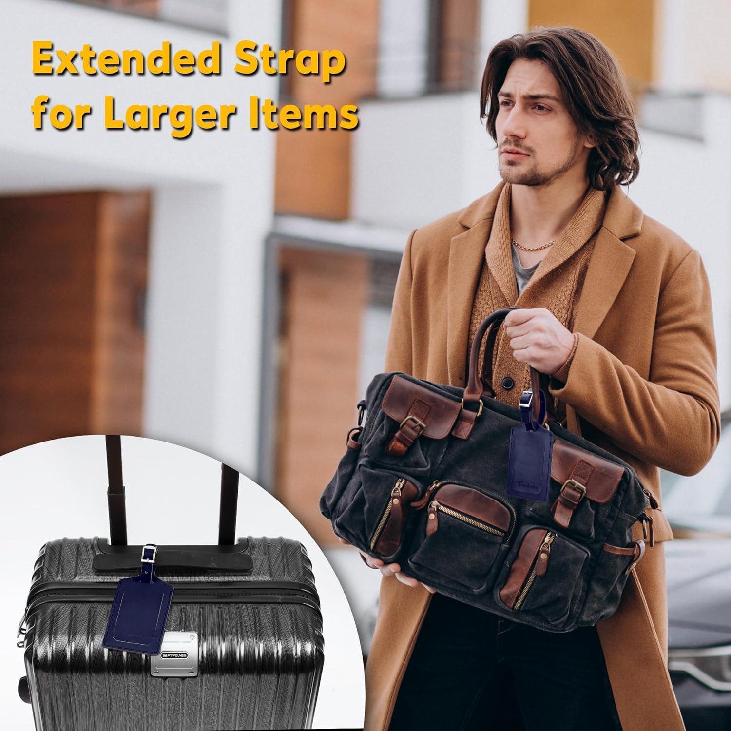 8 Etiquetas de Equipaje de Cuero Travelambo - Duraderas y Personalizables