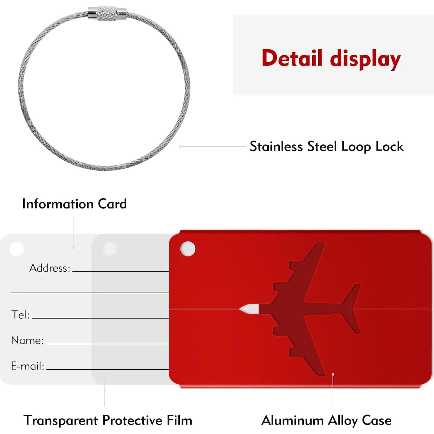 Etiquetas de Equipaje Lorzot, 6 Piezas Metal Multicolor