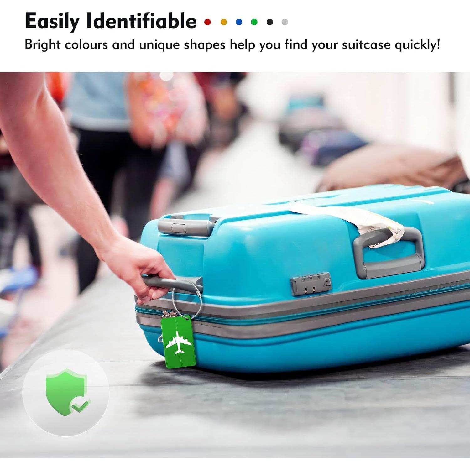 Etiquetas de Equipaje Lorzot, 6 Piezas Metal Multicolor