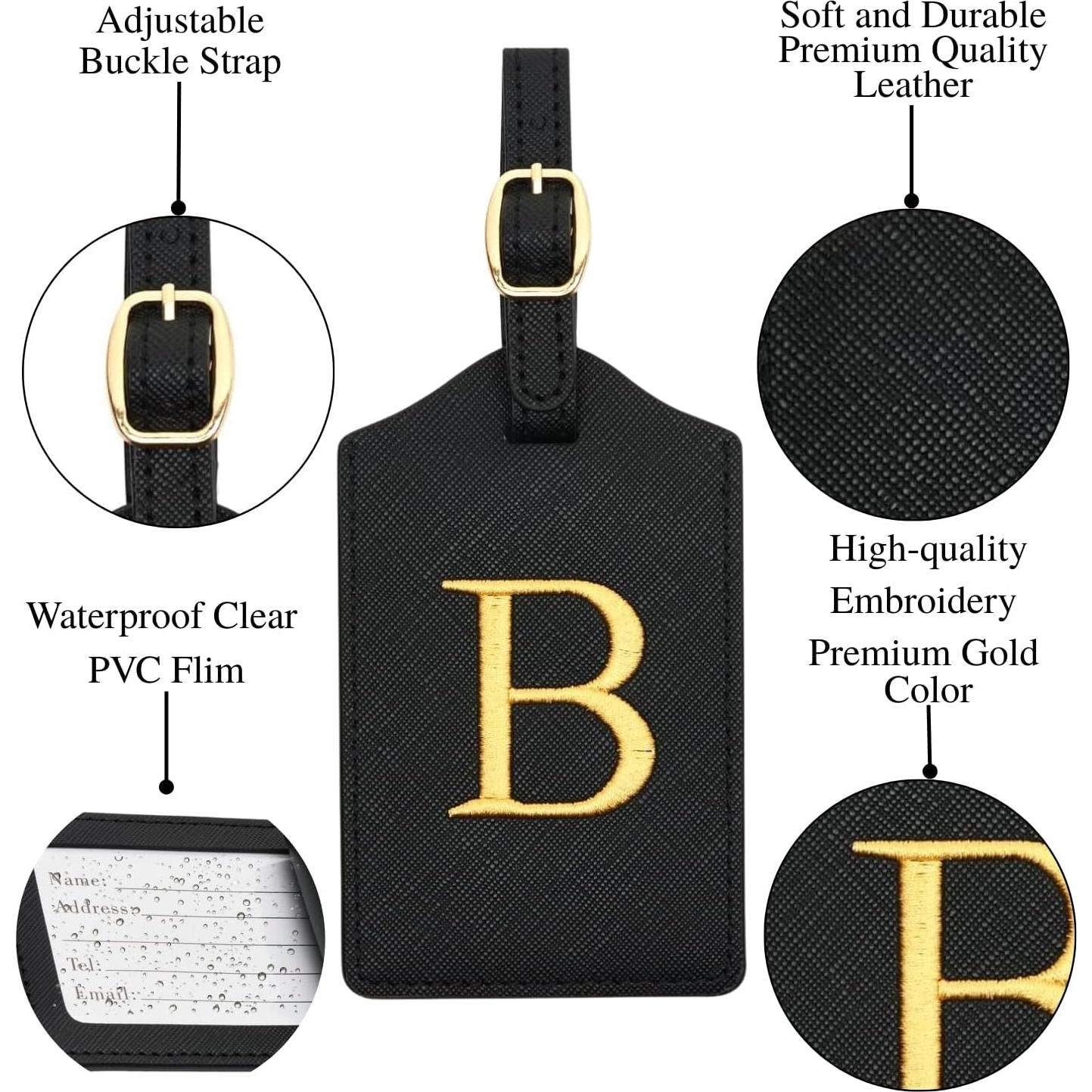 Etiqueta de Equipaje de Cuero PU CHOIEO con Iniciales Bordadas