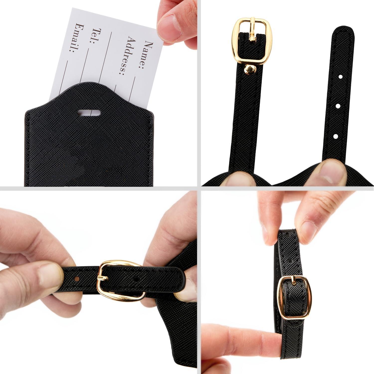 Etiqueta de Equipaje de Cuero PU CHOIEO con Iniciales Bordadas