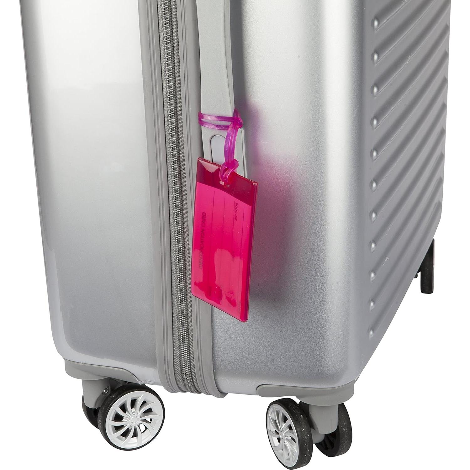4 Etiquetas de Equipaje TravelMore Rosa Brillante Silicona