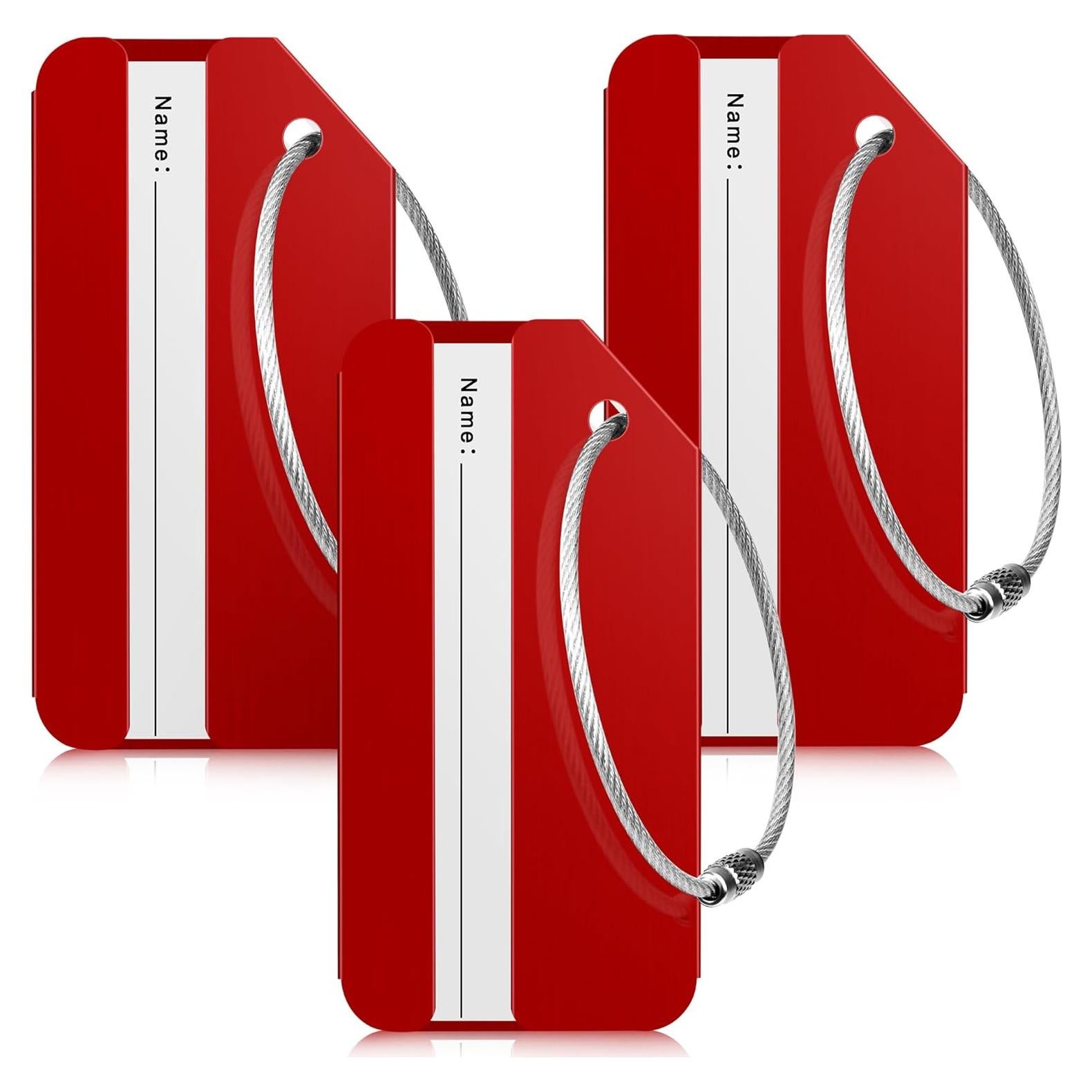 Etiquetas de Equipaje Travelambo 3 Piezas Aluminio Rojo