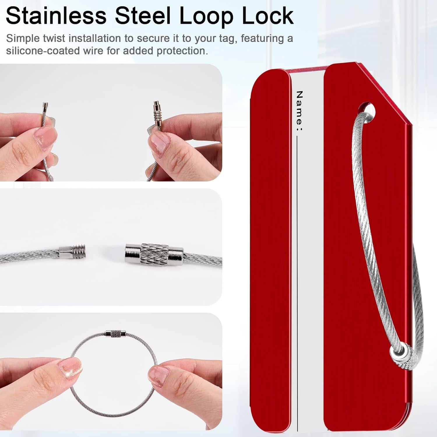 Etiquetas de Equipaje Travelambo 3 Piezas Aluminio Rojo