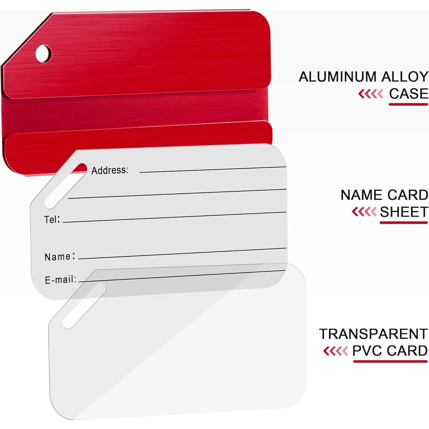 Etiquetas de Equipaje Travelambo 3 Piezas Aluminio Rojo