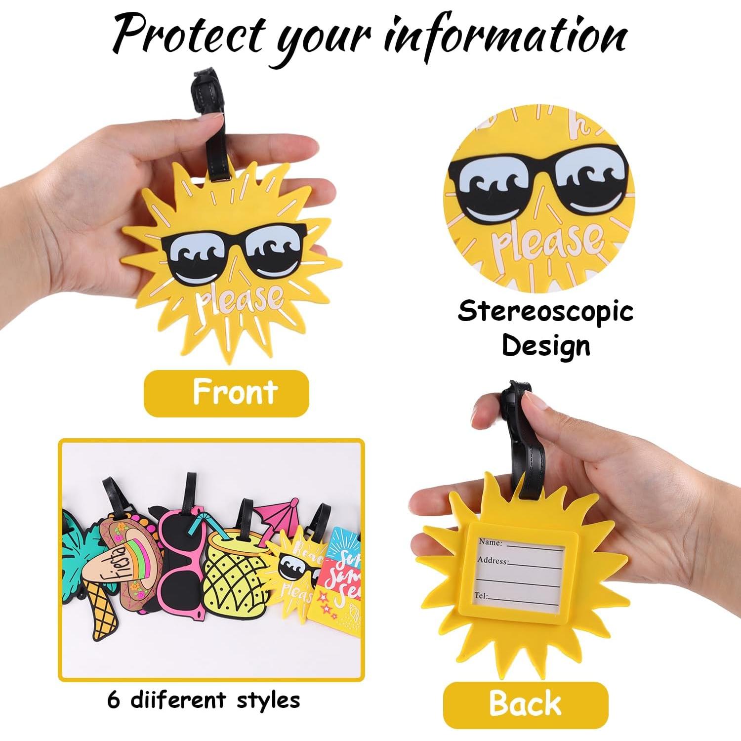 Etiquetas de Equipaje LOKIPA 4 Piezas Multicolor PVC Silicona