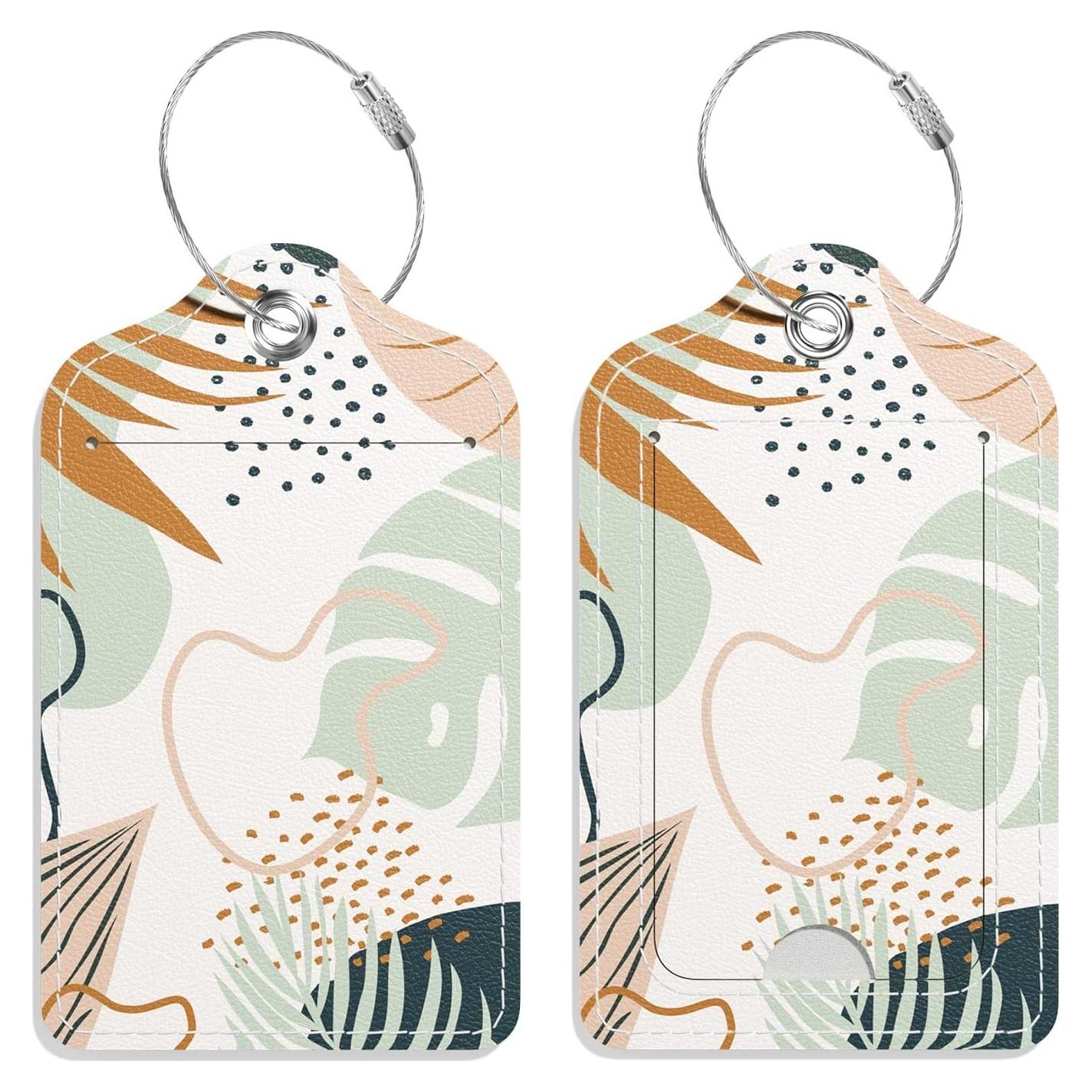 Etiquetas de Equipaje GDJEGE Hojas Boho Paquete de 2