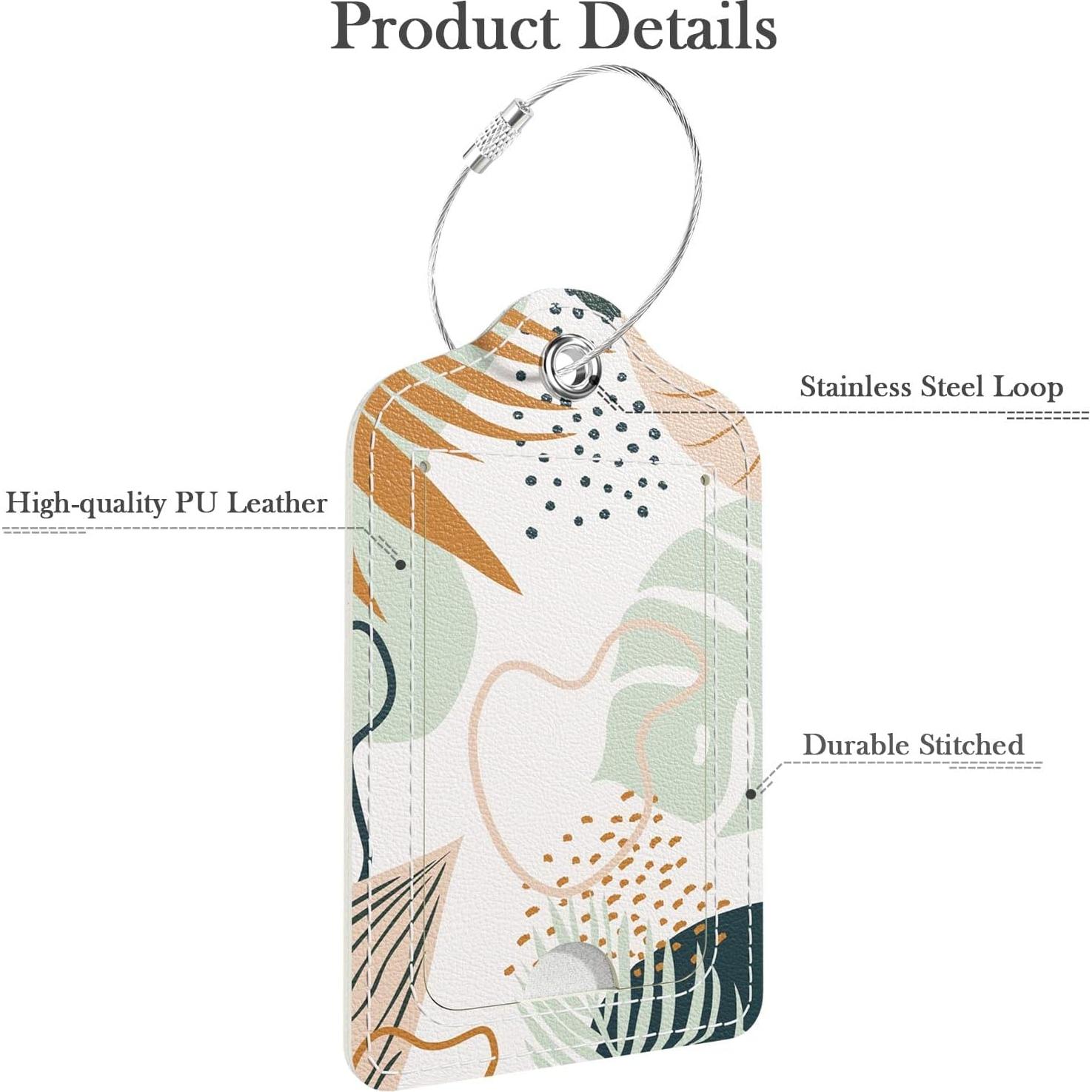 Etiquetas de Equipaje GDJEGE Hojas Boho Paquete de 2