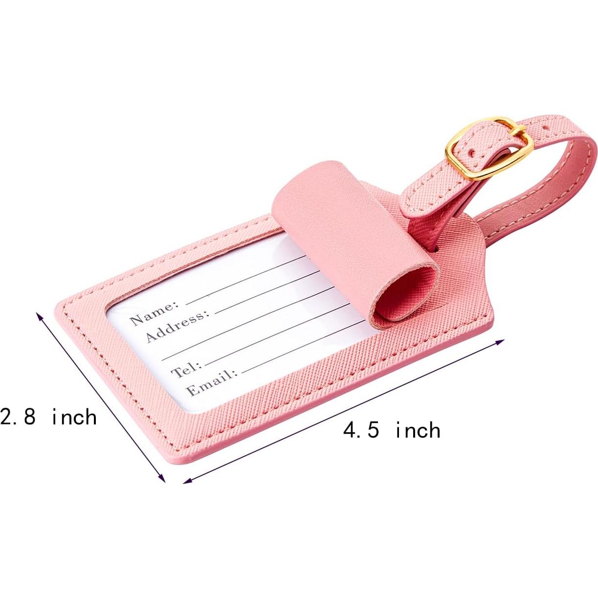 Etiqueta de Equipaje Bordada Choieo J Cuero Rosa Letra Blanca