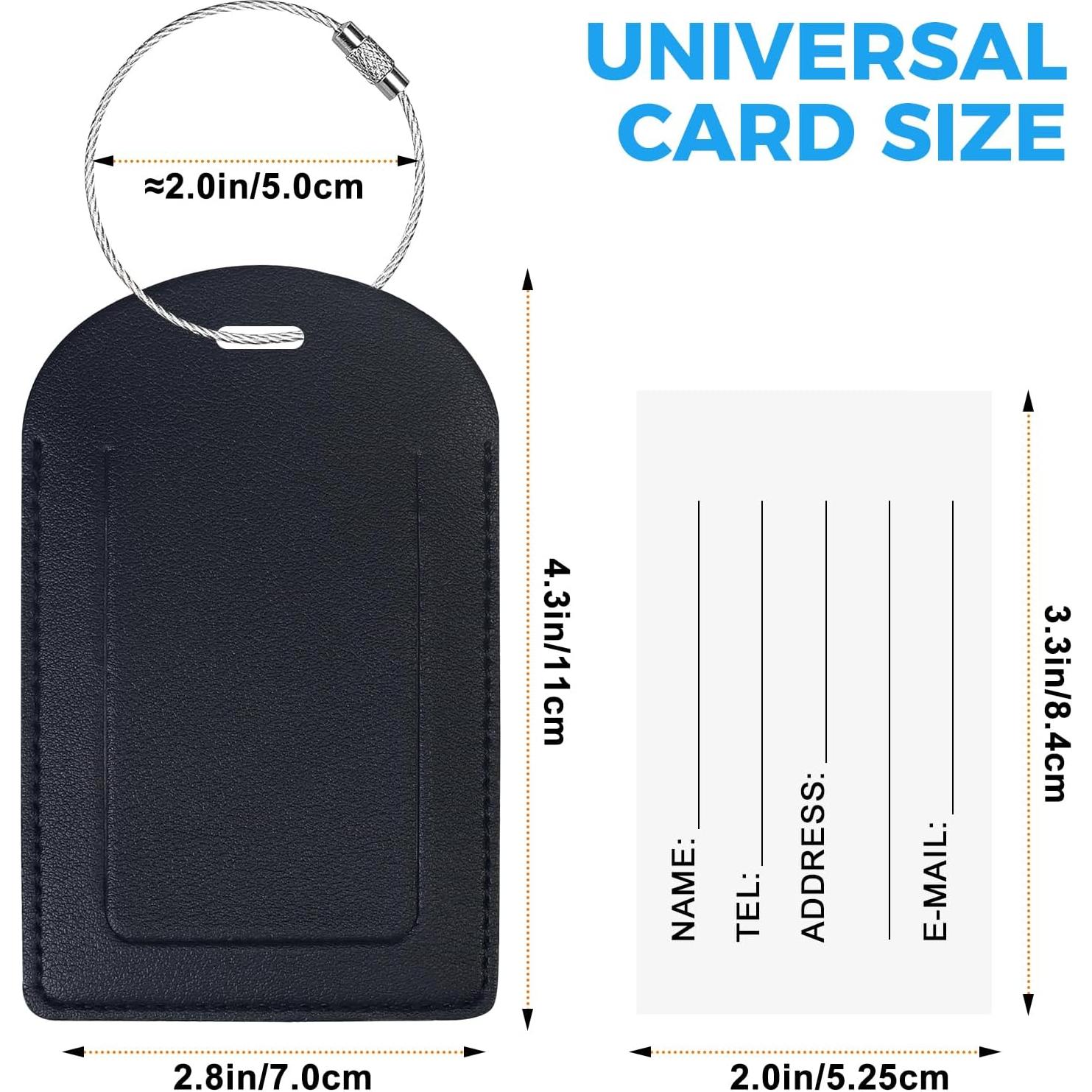 Etiquetas de Equipaje Gloppie 4 Piezas Cuero PU Negra TSA