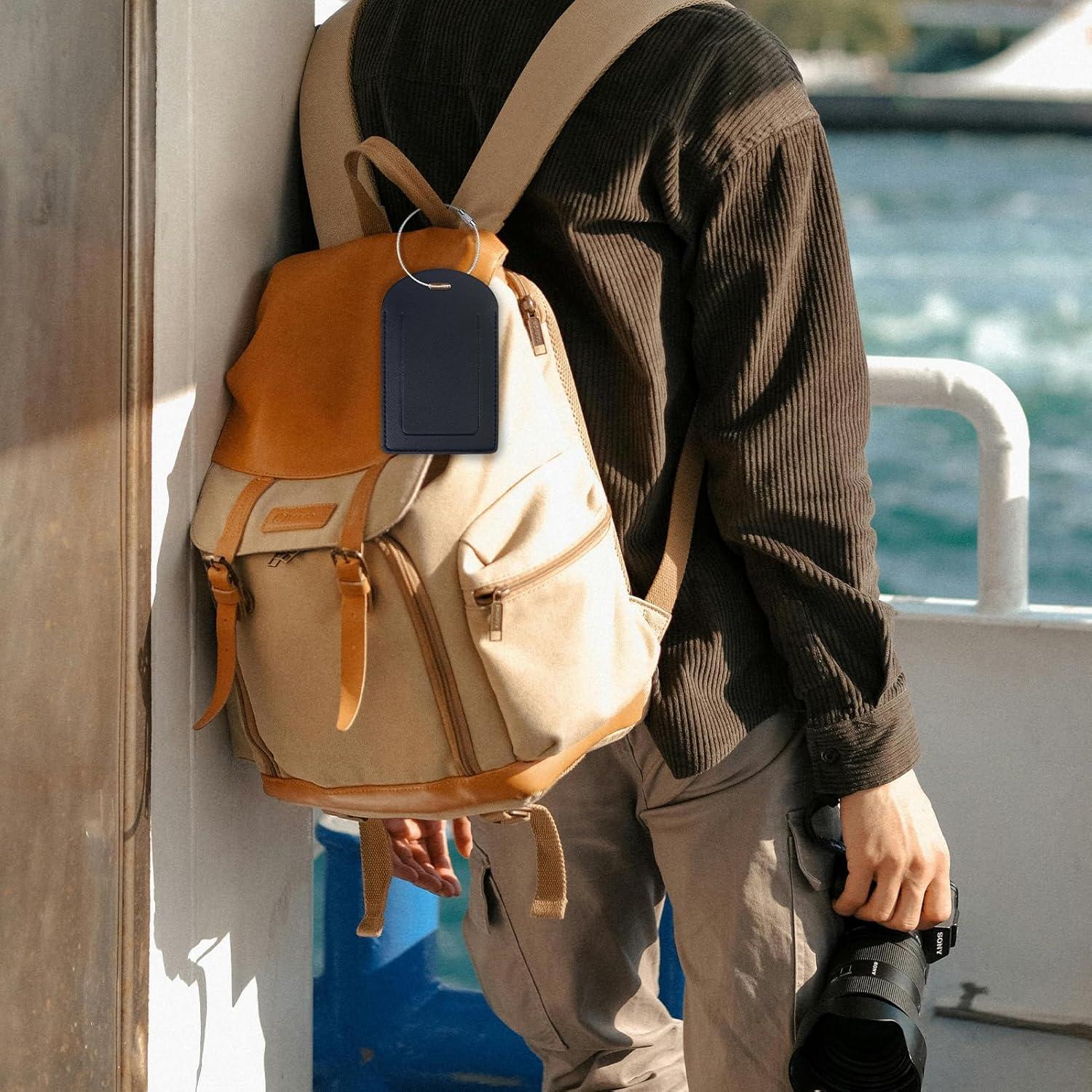 Etiquetas de Equipaje Gloppie 4 Piezas Cuero PU Negra TSA