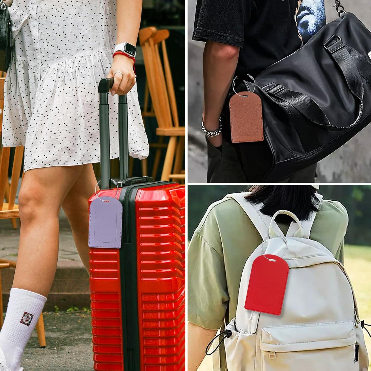 Etiquetas de Equipaje Gloppie 4 Piezas Cuero PU Negra TSA