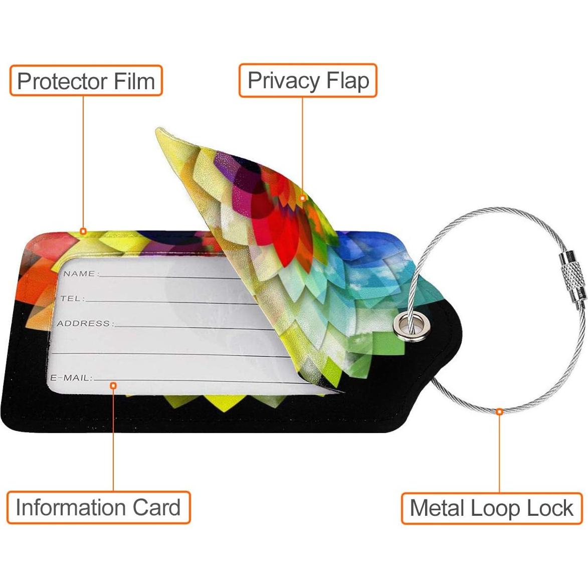 Paquete de 2 Etiquetas de Equipaje de Cuero COWDIY - Colorido