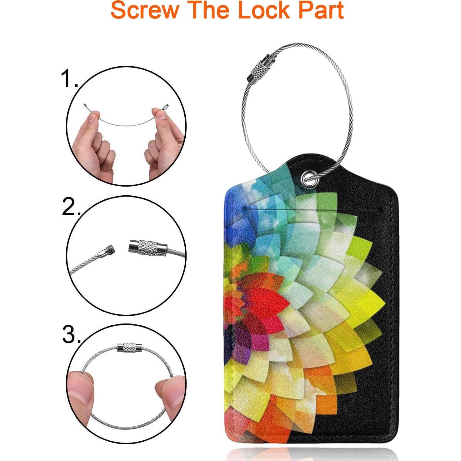 Paquete de 2 Etiquetas de Equipaje de Cuero COWDIY - Colorido