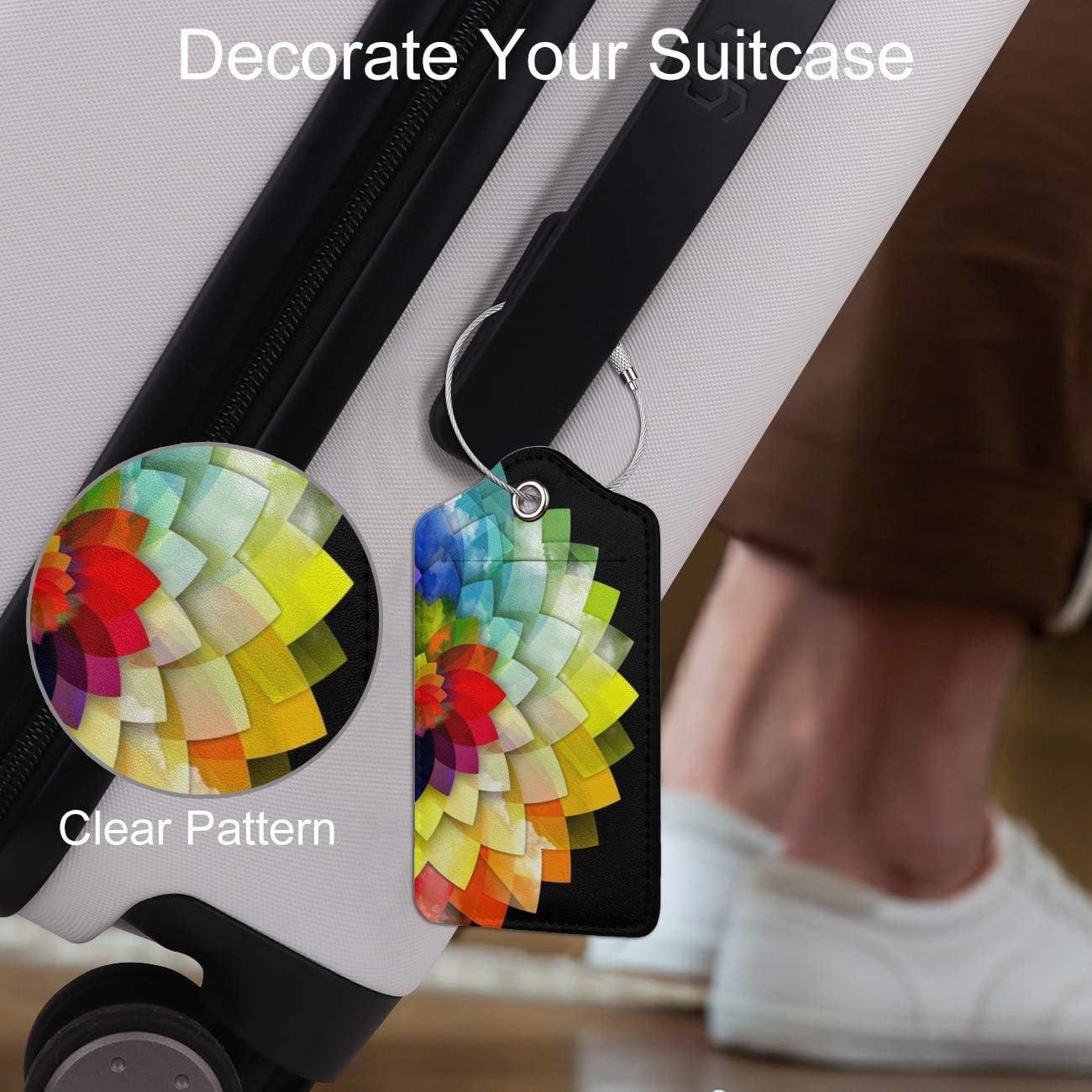 Paquete de 2 Etiquetas de Equipaje de Cuero COWDIY - Colorido