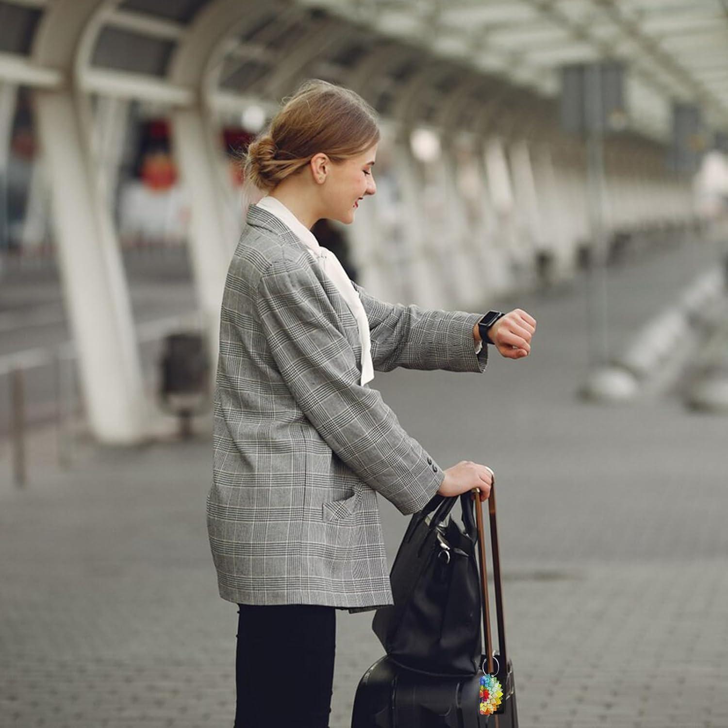 Paquete de 2 Etiquetas de Equipaje de Cuero COWDIY - Colorido