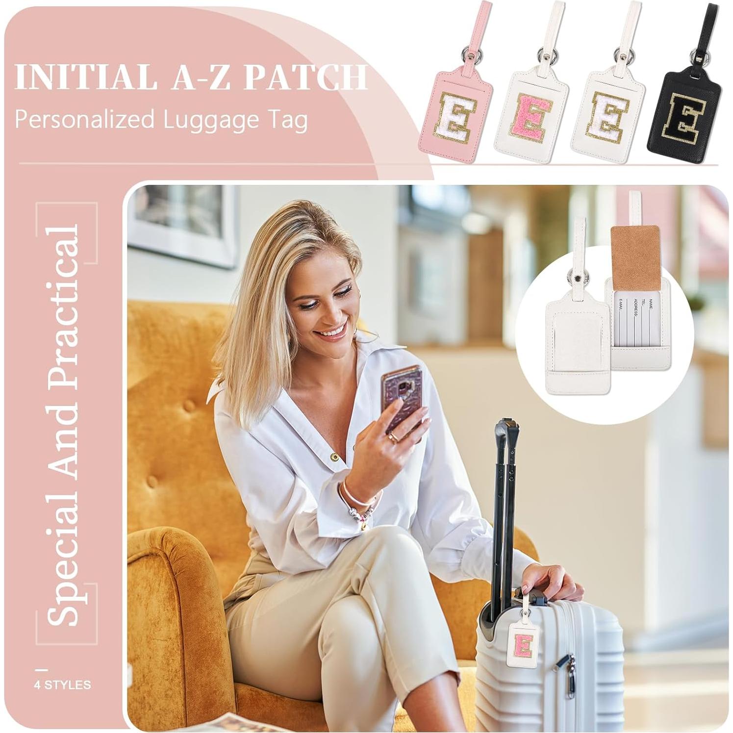 Etiqueta de Equipaje Personalizada Izuzta Letra E Cuero PU