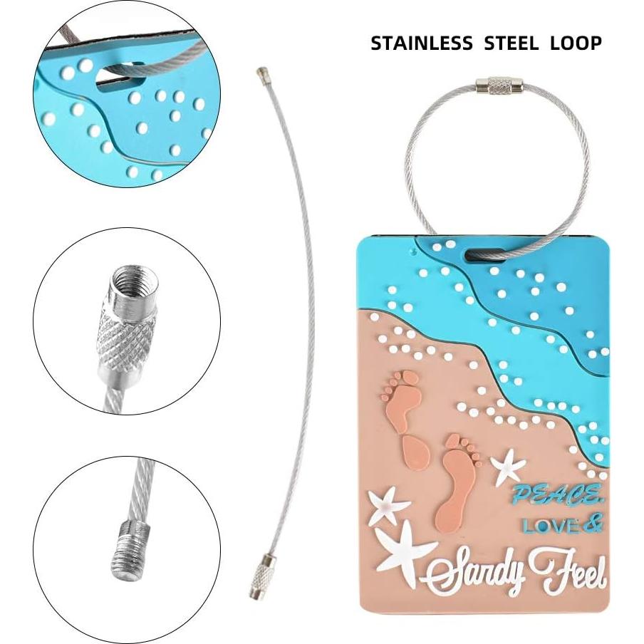 Etiquetas de Equipaje VIOCIWUO 6Pcs PVC y Acero Inoxidable