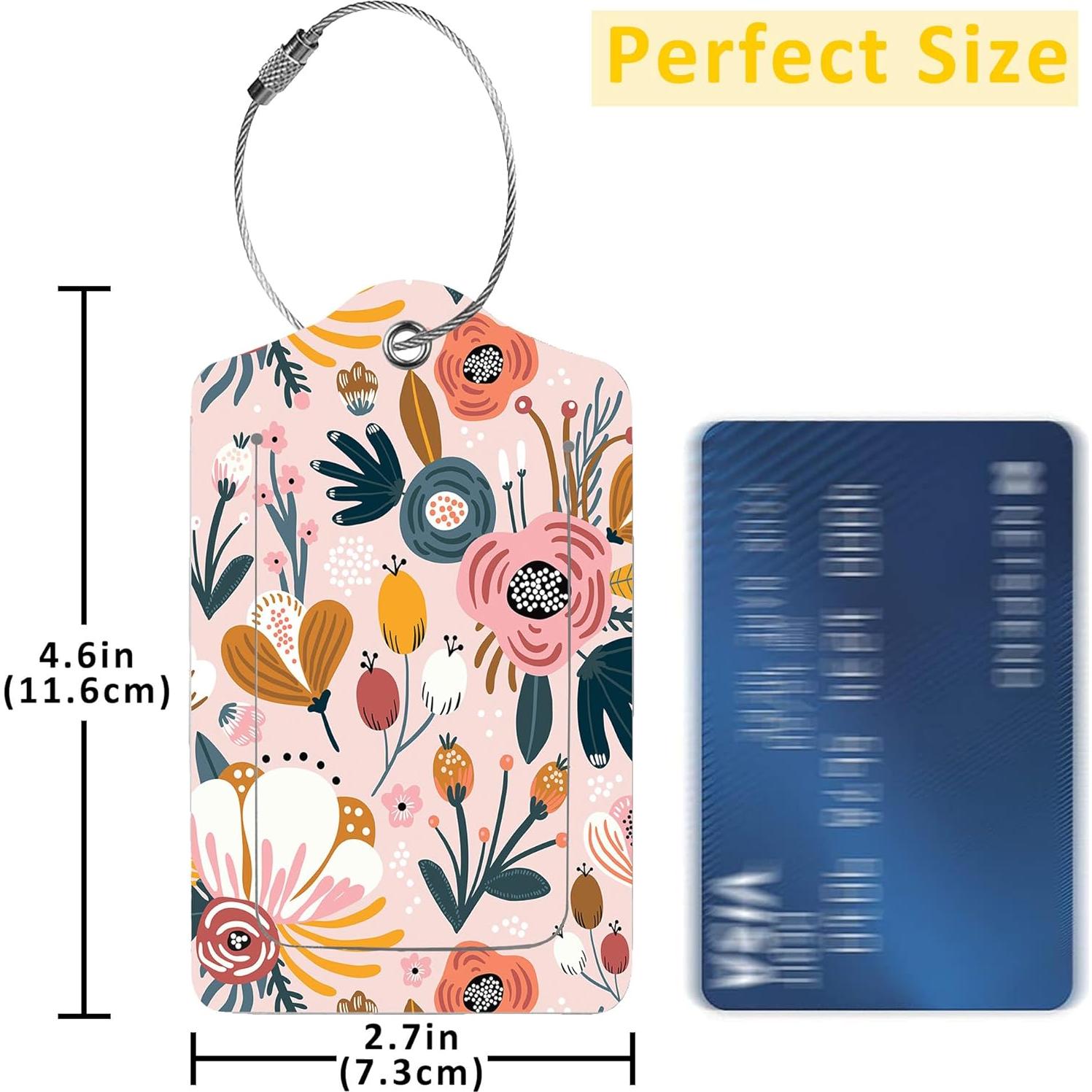 2 Etiquetas de Equipaje EOBKLAX Creativo Floral 7.3x11.6cm