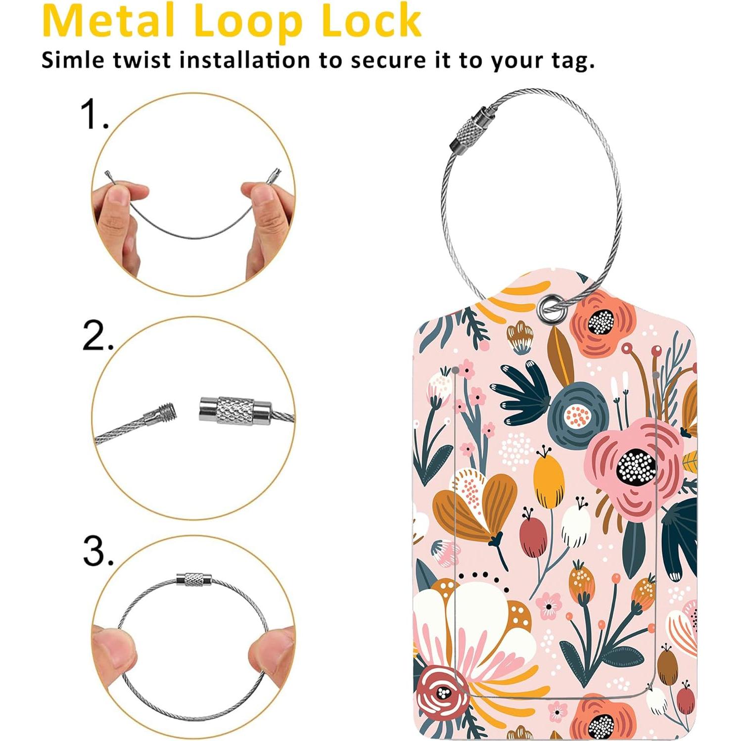 2 Etiquetas de Equipaje EOBKLAX Creativo Floral 7.3x11.6cm