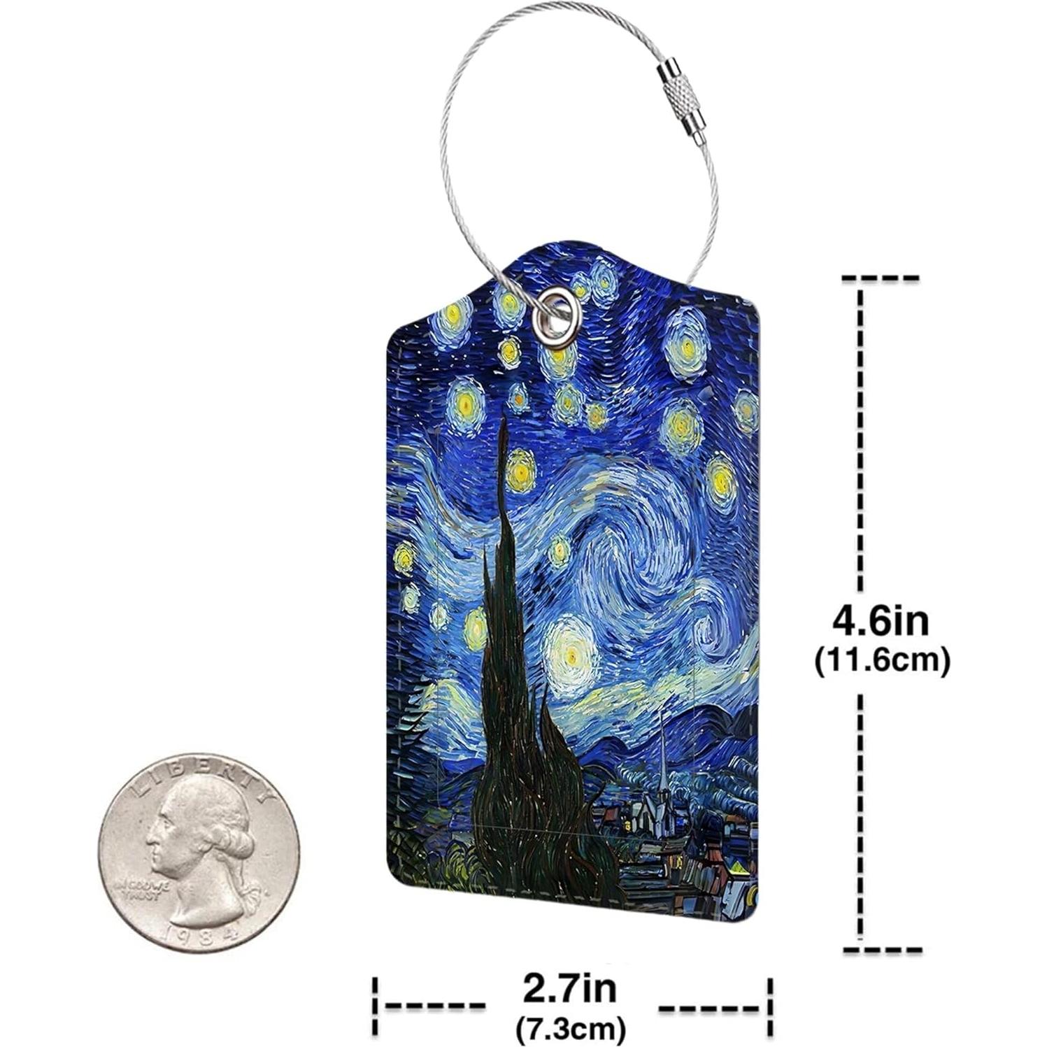 Etiquetas de Equipaje de Cuero BestEioyo - 3 Pcs, Pintura al Óleo