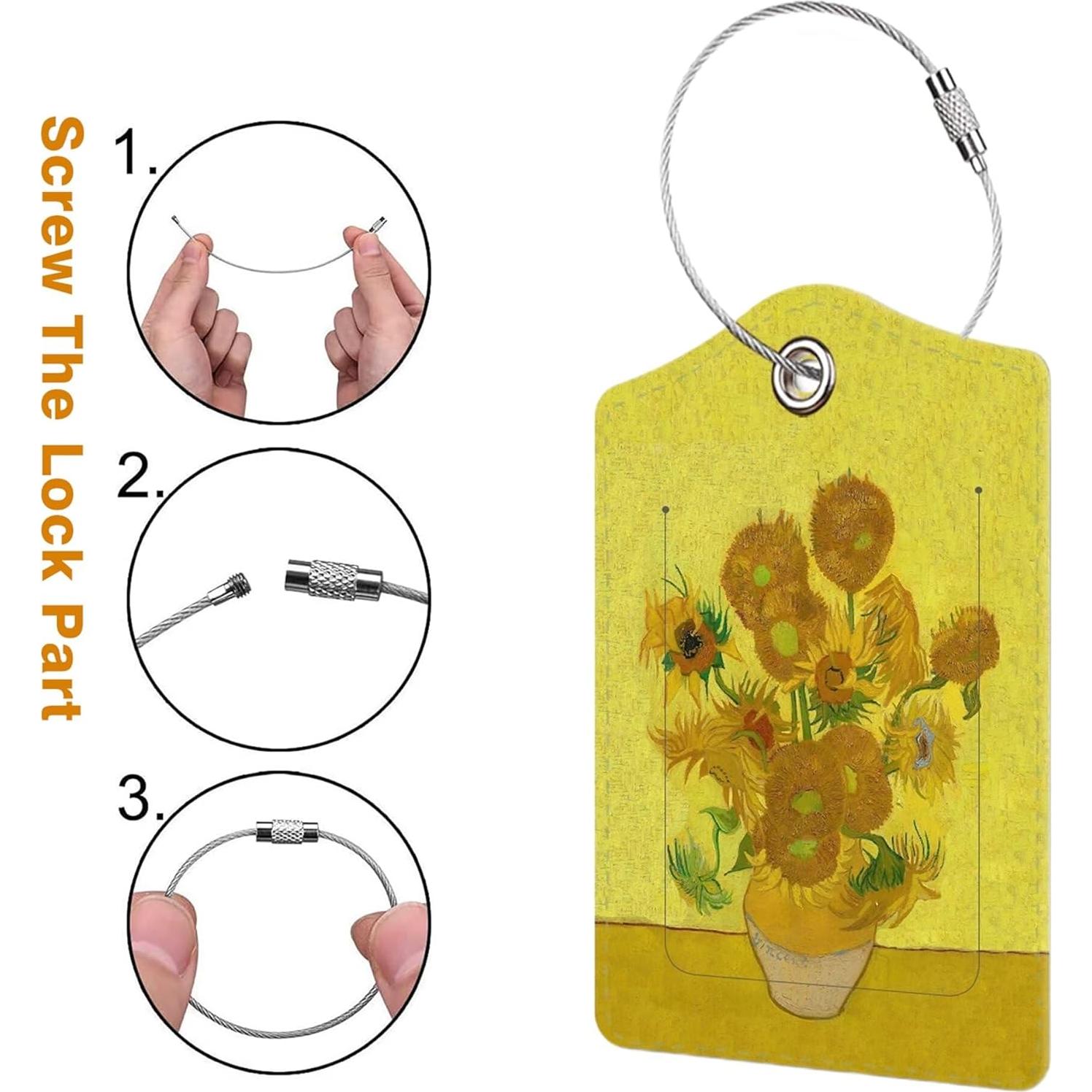 Etiquetas de Equipaje de Cuero BestEioyo - 3 Pcs, Pintura al Óleo