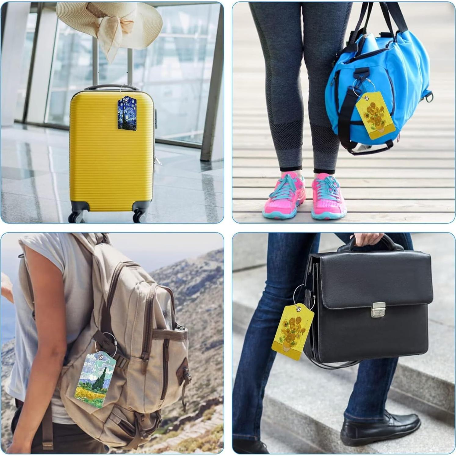 Etiquetas de Equipaje de Cuero BestEioyo - 3 Pcs, Pintura al Óleo