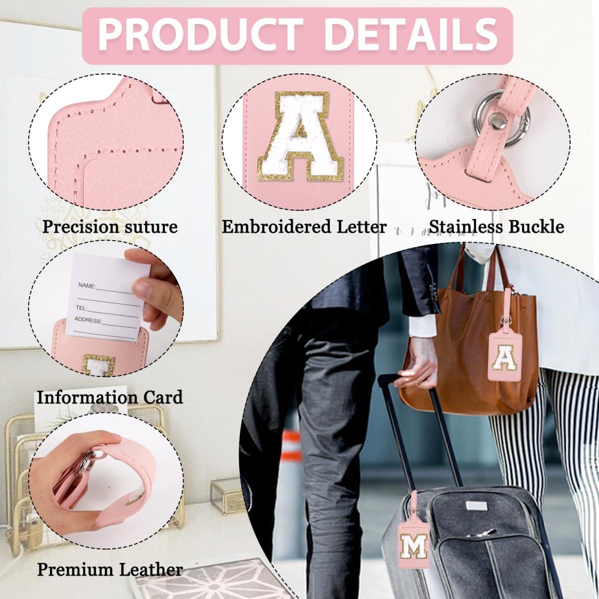 Etiqueta de Equipaje Personalizada XSUIOY Rosa M Cuero PU