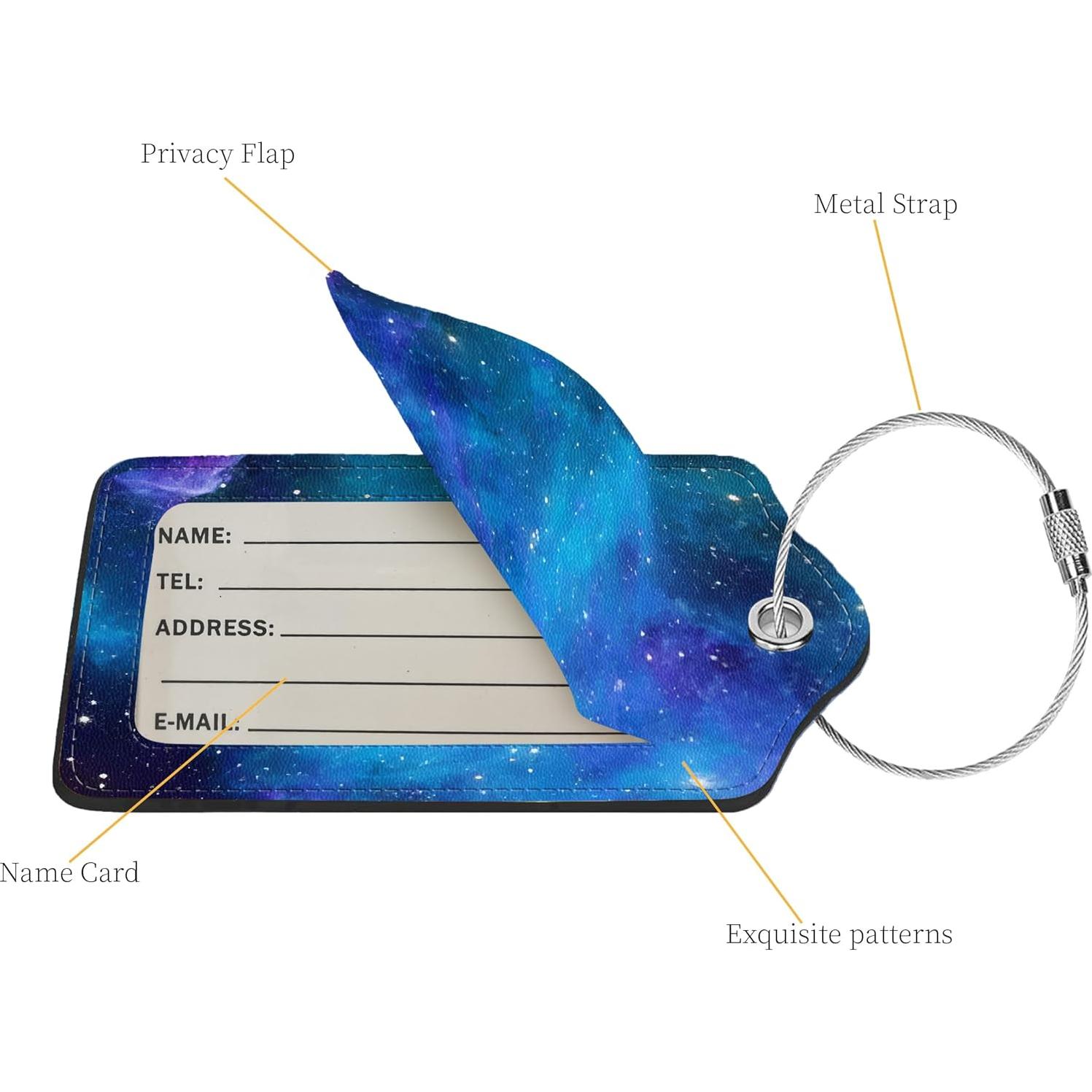 Etiquetas de Equipaje Anikathy de Cuero PU - 2 Pcs, Azul