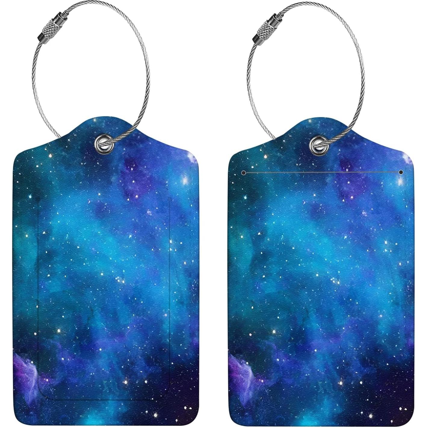 Etiquetas de Equipaje Anikathy de Cuero PU - 2 Pcs, Azul